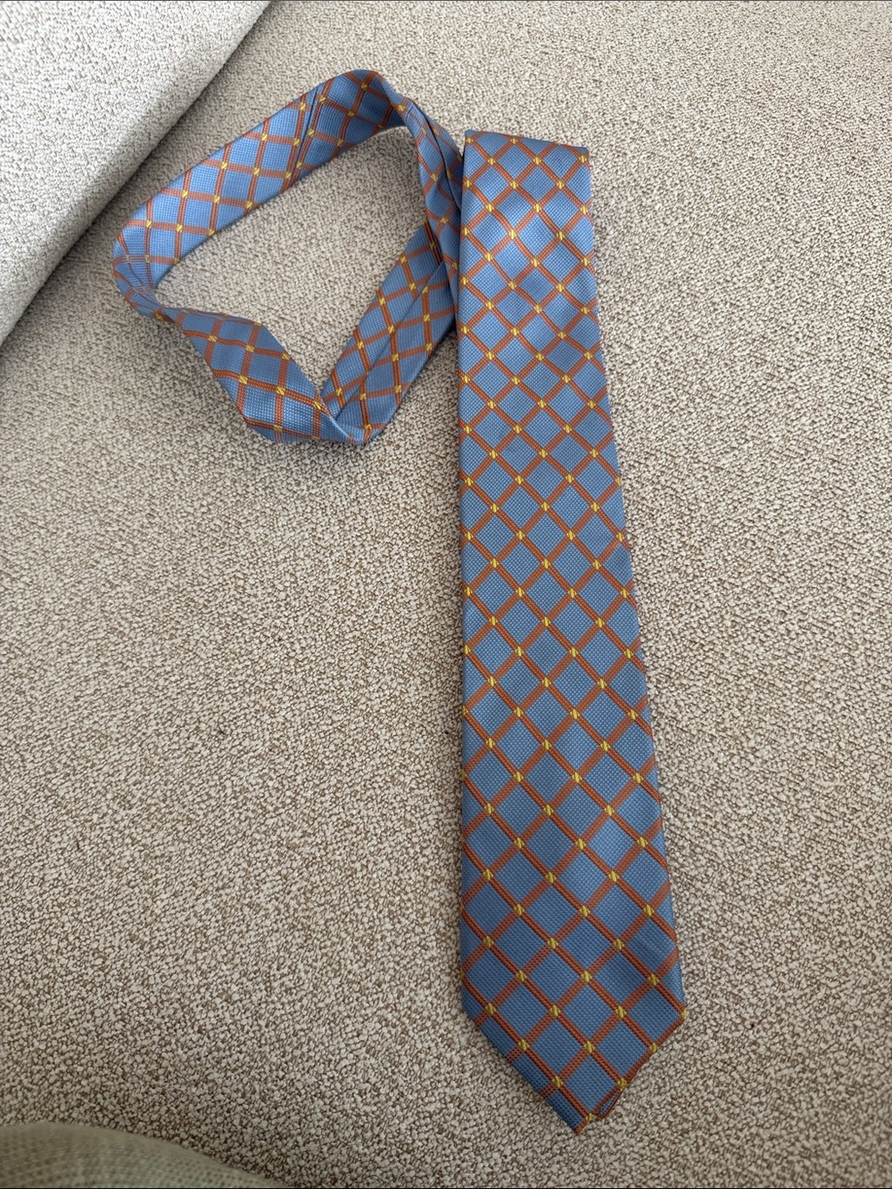 Egara Blue Tie with Orange Lattice